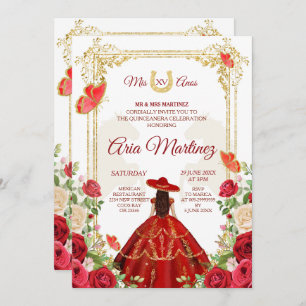 Invitación de la Chica mexicana de Vestido Rojo Qu