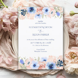 Invitación de la Colección de Boda Azul Melocotón