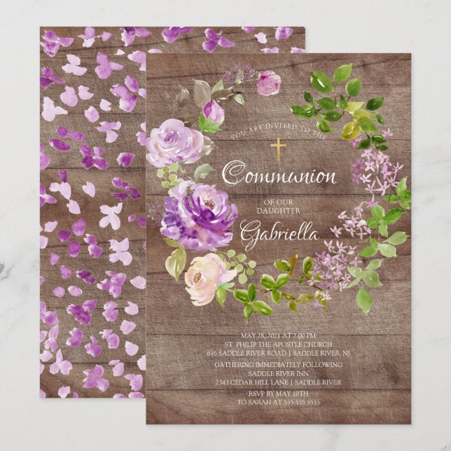 Invitación de la comunidad de rusia floral de peon (Anverso / Reverso)