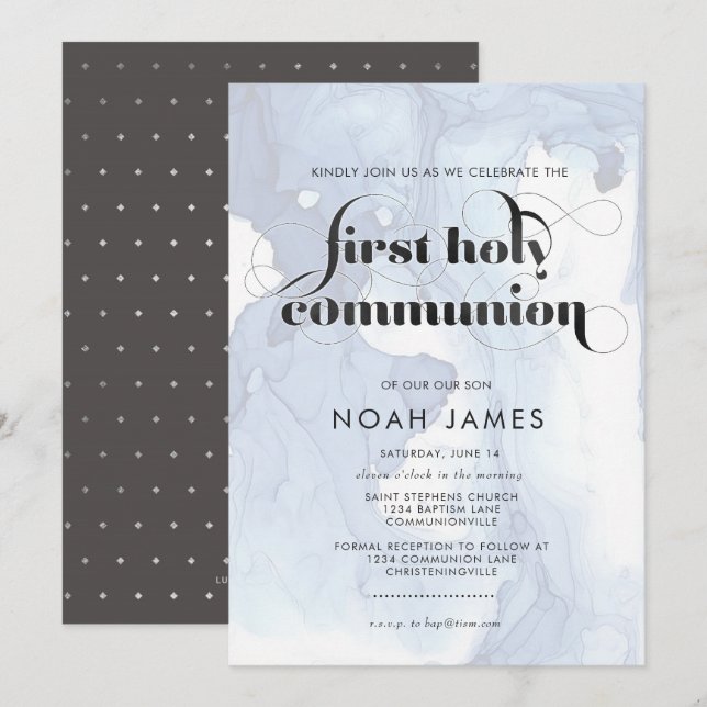 Invitación de la comunión de la acuarela (Anverso / Reverso)