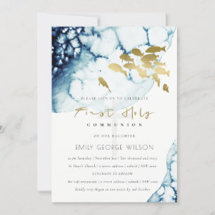 INVITACIÓN DE LA COMUNIÓN DE PESCADO SANTO DE ORO