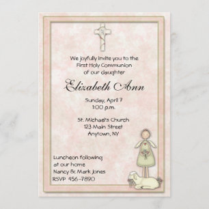 Invitación de la comunión del melocotón del ángel