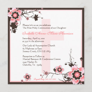 Invitación de la comunión del rosa y de la flor de
