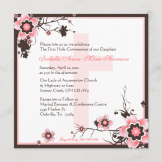 Invitación de la comunión del rosa y de la flor de
