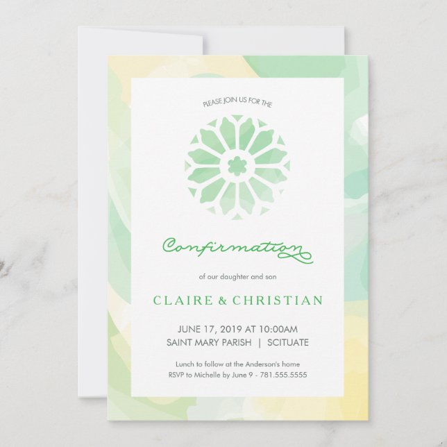 Invitación de la confirmación, chicas o muchachos (Anverso)