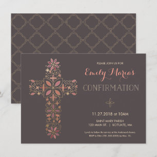 Invitación de la confirmación - el oro, cruz