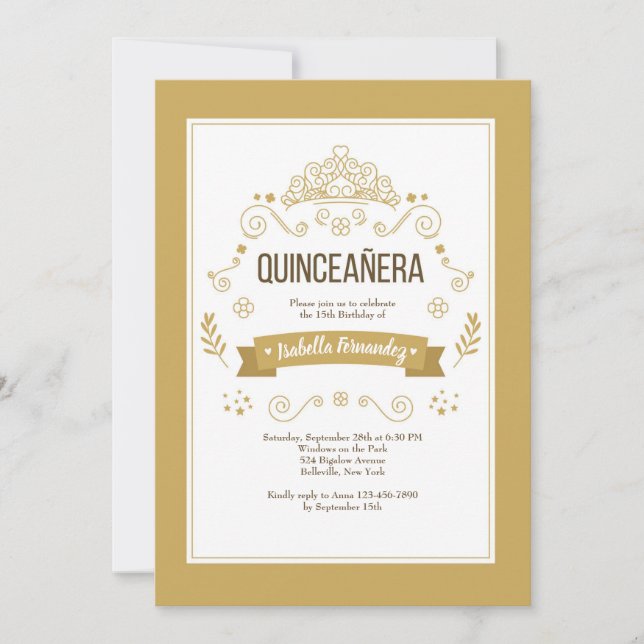 Invitación de la Corona de Quinceañera (Anverso)