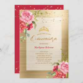 Invitación de la corona floral de oro de Quinceañe