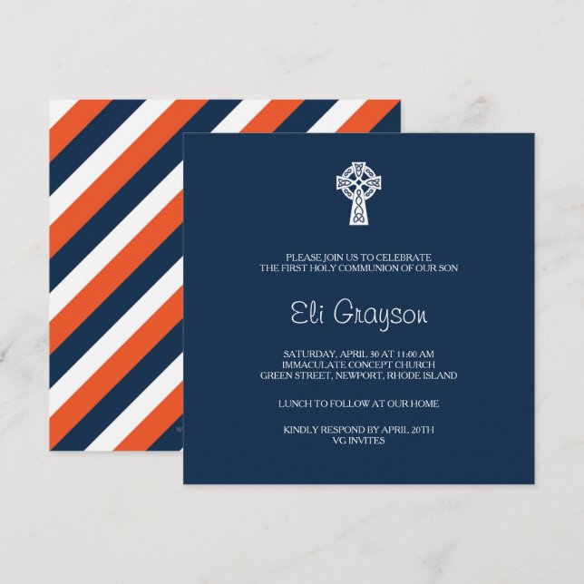 Invitación de la Cruz Celta - Bautismo de niño (Anverso / Reverso)