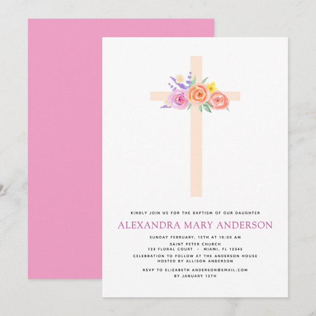Invitación de la Cruz Rosa Rosa Rosa Rosa Rosa Ros (Anverso / Reverso)