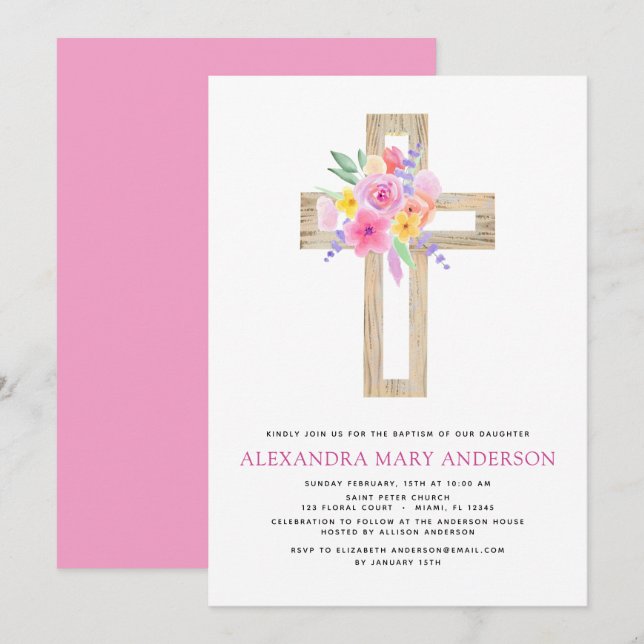 Invitación de la Cruz Rosa Rosa Rosa Rosa Rosa Ros (Anverso / Reverso)