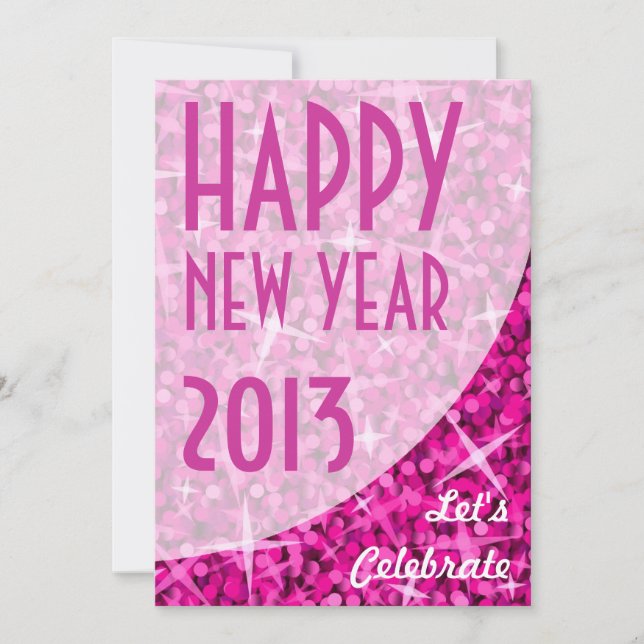 Invitación de la curva rosa de Glitz "Feliz Año Nu (Anverso)