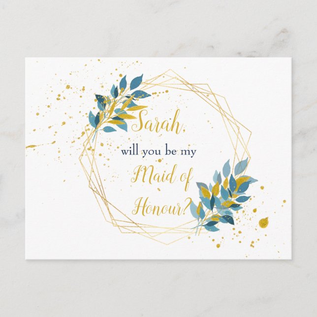 Invitación de la dama de honor a la fiesta de novi (Anverso)