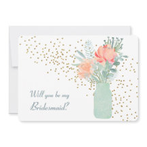Invitación de la dama de honor floral Mason Jar Fl