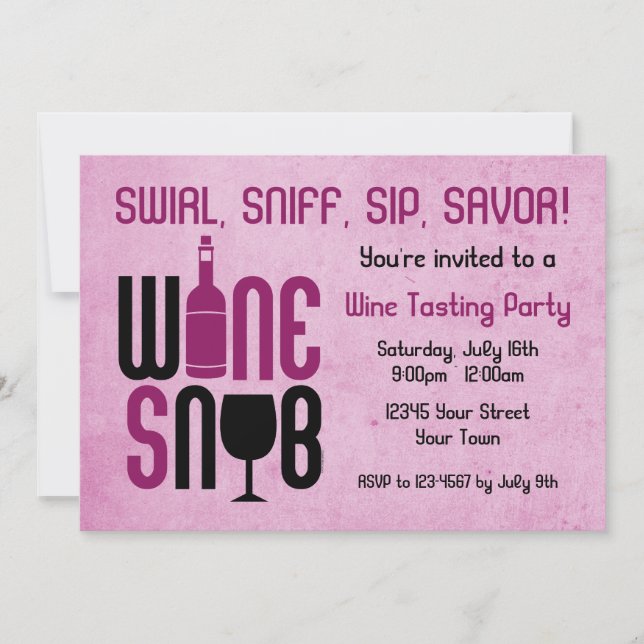 Invitación de la degustación de vinos del snob del (Anverso)