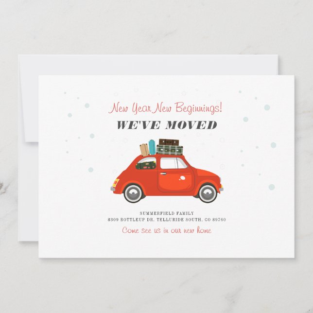 Invitación de la dirección en movimiento de Año Nu (Anverso)