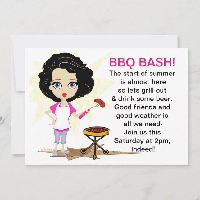 Invitación de la diva del Bbq (Anverso)