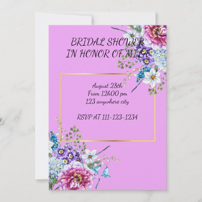 INVITACIÓN DE LA DUCHA BRIDAL (Anverso)