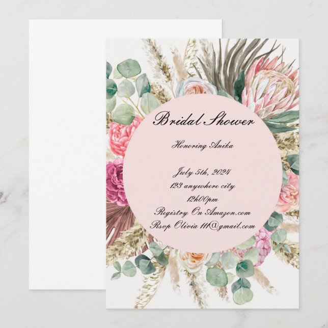 INVITACIÓN DE LA DUCHA BRIDAL (Anverso / Reverso)