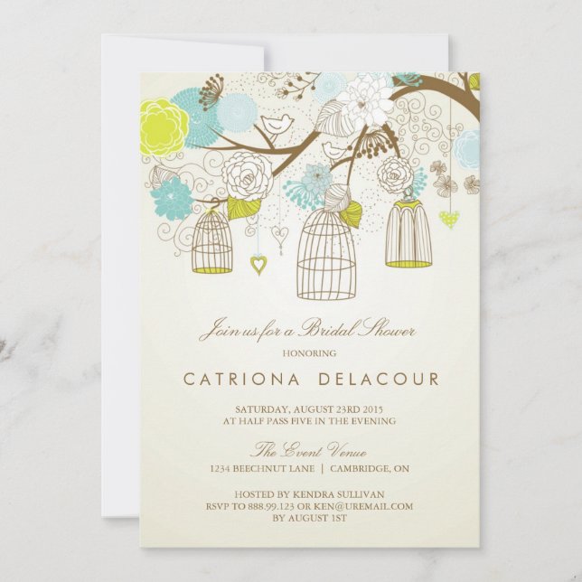 INVITACIÓN DE LA DUCHA BRIDAL AZUL Y AMARILLA DE L (Anverso)