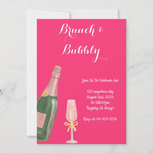 INVITACIÓN DE LA DUCHA BRIDAL BRUNCH Y BUBBLY (Anverso)