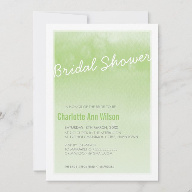 INVITACIÓN DE LA DUCHA BRIDAL: color verde oscuro  (Anverso)