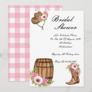 INVITACIÓN DE LA DUCHA BRIDAL DE COWBOY ROSA