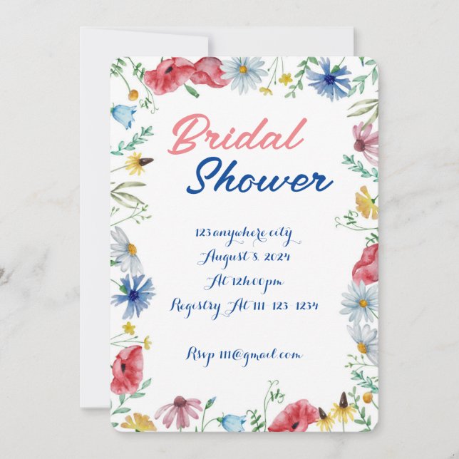 INVITACIÓN DE LA DUCHA BRIDAL DE FLORES SALVAJES (Anverso)