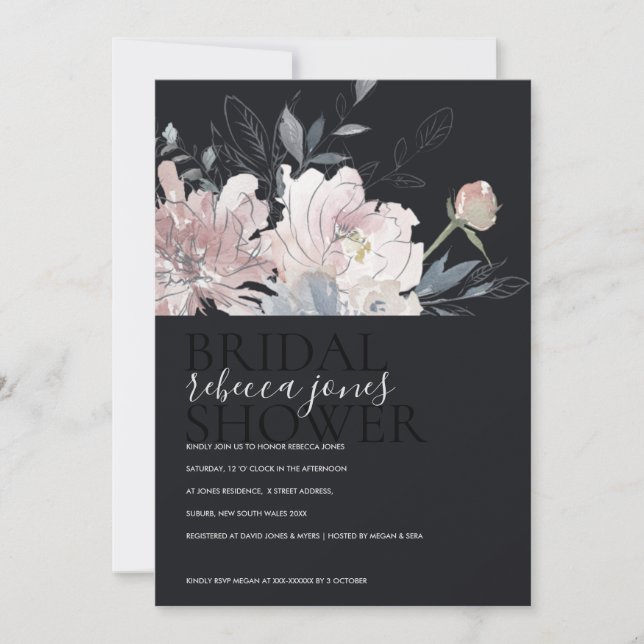 INVITACIÓN DE LA DUCHA BRIDAL DE LA FLORAL DE LA F (Anverso)