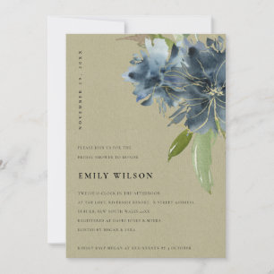 INVITACIÓN DE LA DUCHA BRIDAL DE LA FLORAL DE ORO