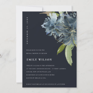 INVITACIÓN DE LA DUCHA BRIDAL DE LA FLORAL DE ORO
