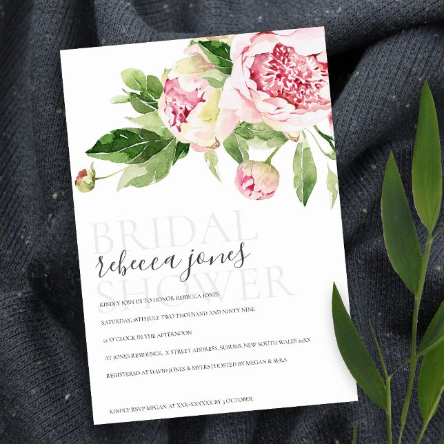 INVITACIÓN DE LA DUCHA BRIDAL DE LA FLORAL DE PEON (Subido por el creador)