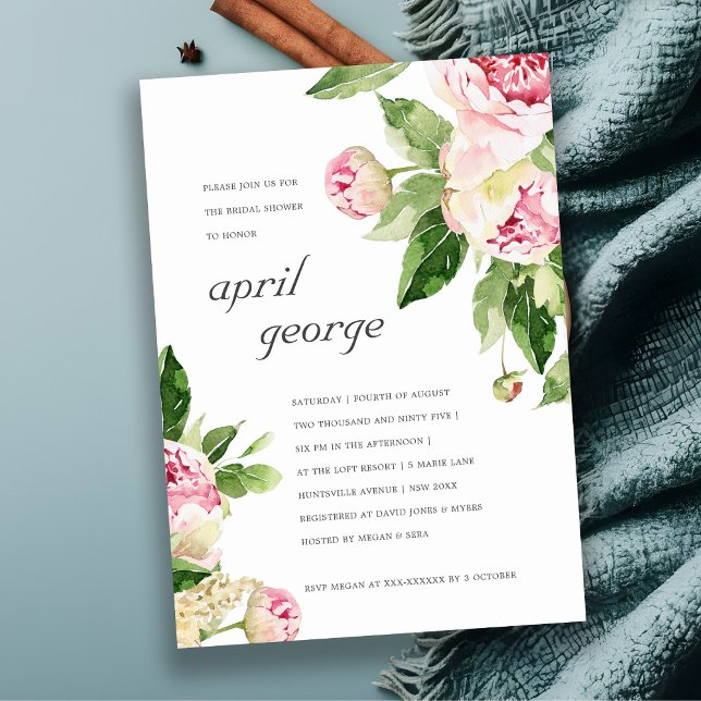 INVITACIÓN DE LA DUCHA BRIDAL DE LA FLORAL DE PEON (Subido por el creador)