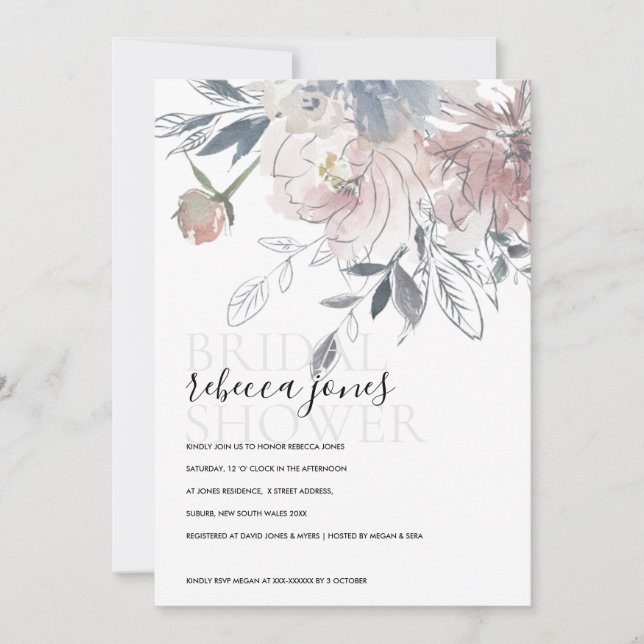 INVITACIÓN DE LA DUCHA BRIDAL DE LA FLORAL DEL COL (Anverso)