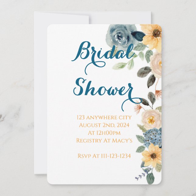 INVITACIÓN DE LA DUCHA BRIDAL DE LA FLORAL DEL PAS (Anverso)