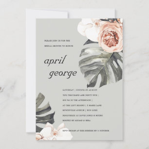 INVITACIÓN DE LA DUCHA BRIDAL DE LA FLORAL GRIS DE