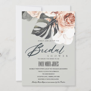 INVITACIÓN DE LA DUCHA BRIDAL DE LA FLORAL GRIS DE