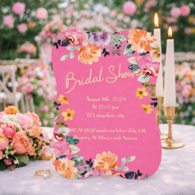 INVITACIÓN DE LA DUCHA BRIDAL DE LA FLORAL ROSA (Subido por el creador)