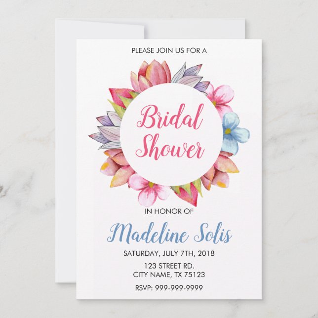 INVITACIÓN DE LA DUCHA BRIDAL DE LA LLUVIA (Anverso)