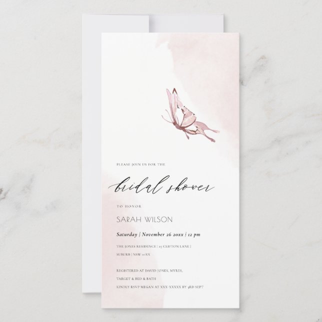 INVITACIÓN DE LA DUCHA BRIDAL DE LA MARIPOSA DEL C (Anverso)