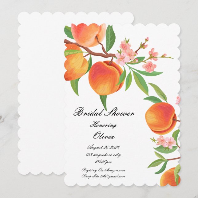 INVITACIÓN DE LA DUCHA BRIDAL DE LA PAZ (Anverso / Reverso)