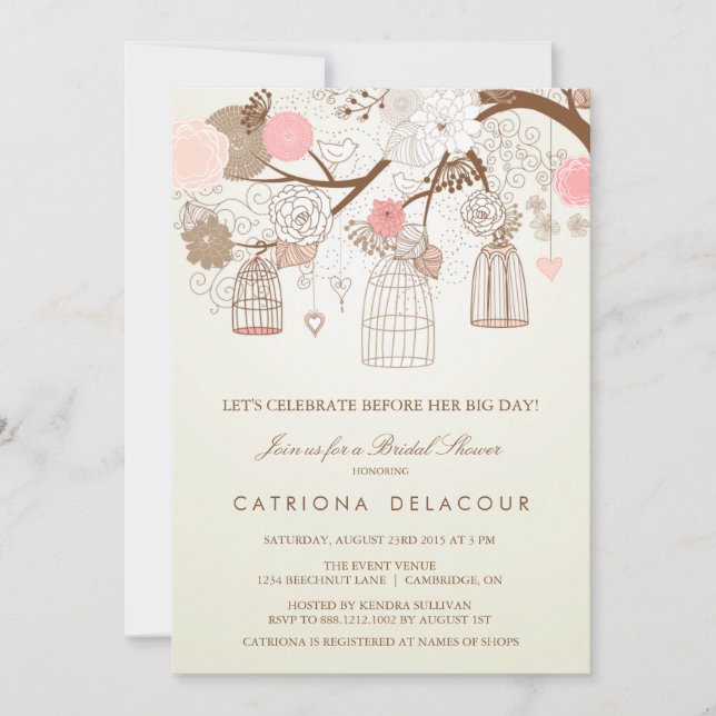INVITACIÓN DE LA DUCHA BRIDAL DE LAS BIRDCAGES DE  (Anverso)