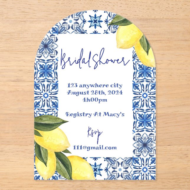 INVITACIÓN DE LA DUCHA BRIDAL DE LIMONCELLO (Anverso)