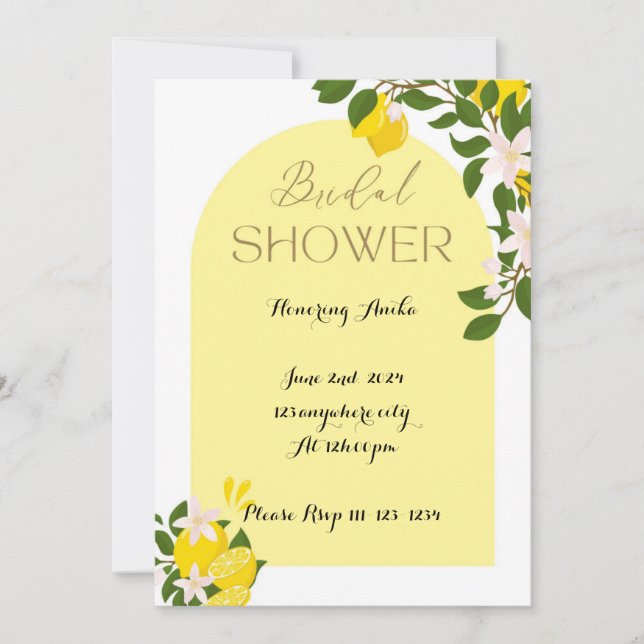 INVITACIÓN DE LA DUCHA BRIDAL DE LIMONCELLO (Anverso)