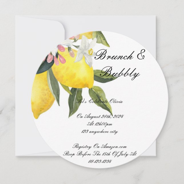 INVITACIÓN DE LA DUCHA BRIDAL DE LIMONCELLO (Anverso)