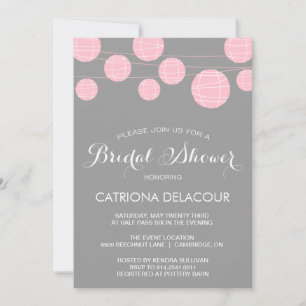 INVITACIÓN DE LA DUCHA BRIDAL DE PINK Y GRIS LANTE