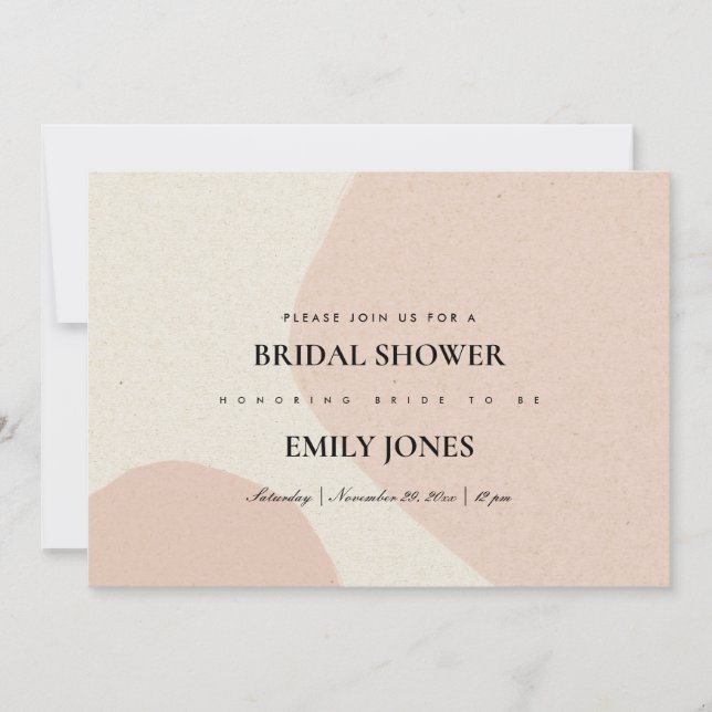 INVITACIÓN DE LA DUCHA BRIDAL DE RUBOR DE ABSTRACT (Anverso)