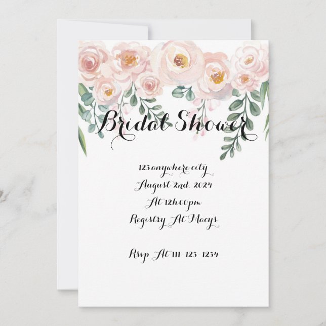 INVITACIÓN DE LA DUCHA BRIDAL DE Rubor, DUCHA BRID (Anverso)