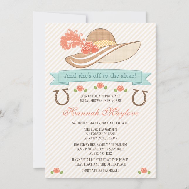 INVITACIÓN DE LA DUCHA BRIDAL DEL GORRA KENTUCKY D (Anverso)