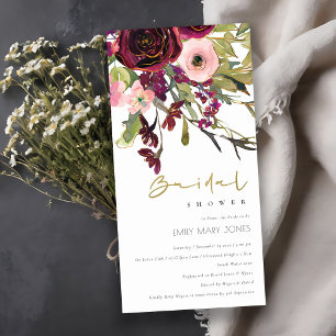 INVITACIÓN DE LA DUCHA BRIDAL DEL ROSA FLORA DE GO
